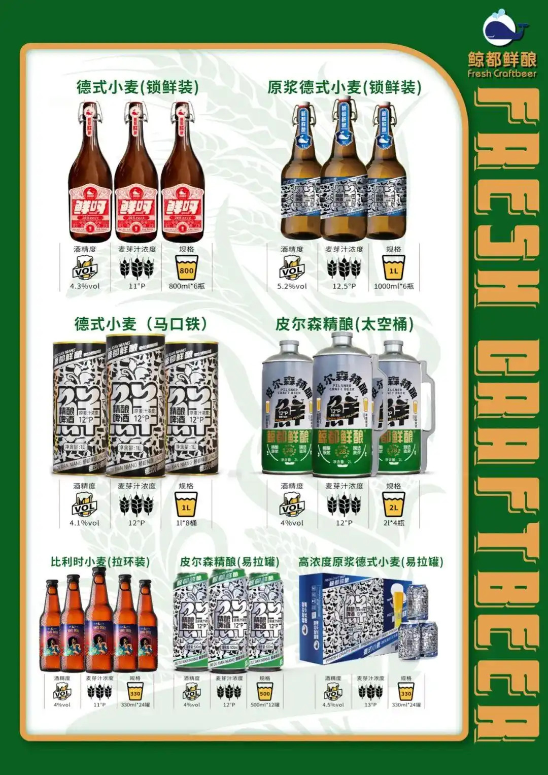 鲸都鲜酿啤酒菜单